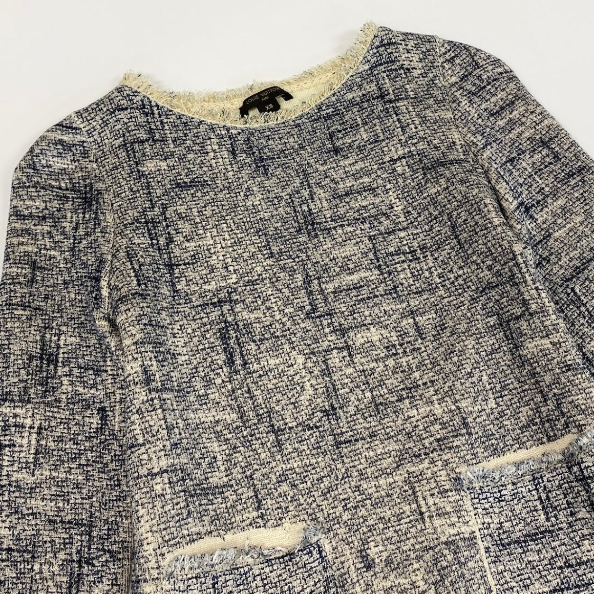 Ec31 《美品》 LOUIS VUITTON ルイヴィトン シルクブレンド フレイドワンピース Silk Blend Frayed Mini Dress サイズXS グレー イタリア製t18r