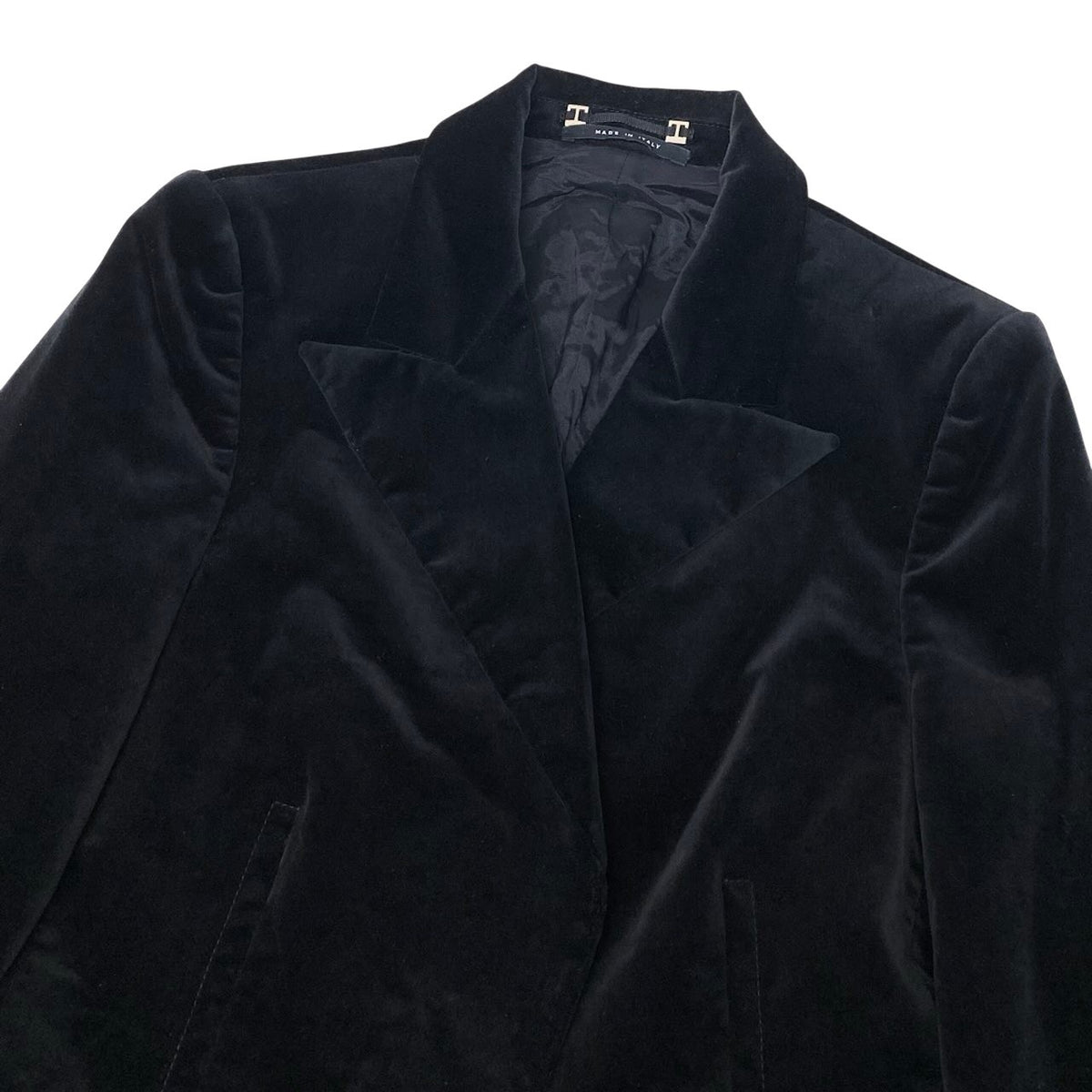 11i28 GUCCI グッチ 2004年 トムフォード期 テーラードジャケット ベロア イタリア製 42サイズ ブラック レディース 女性用u02t