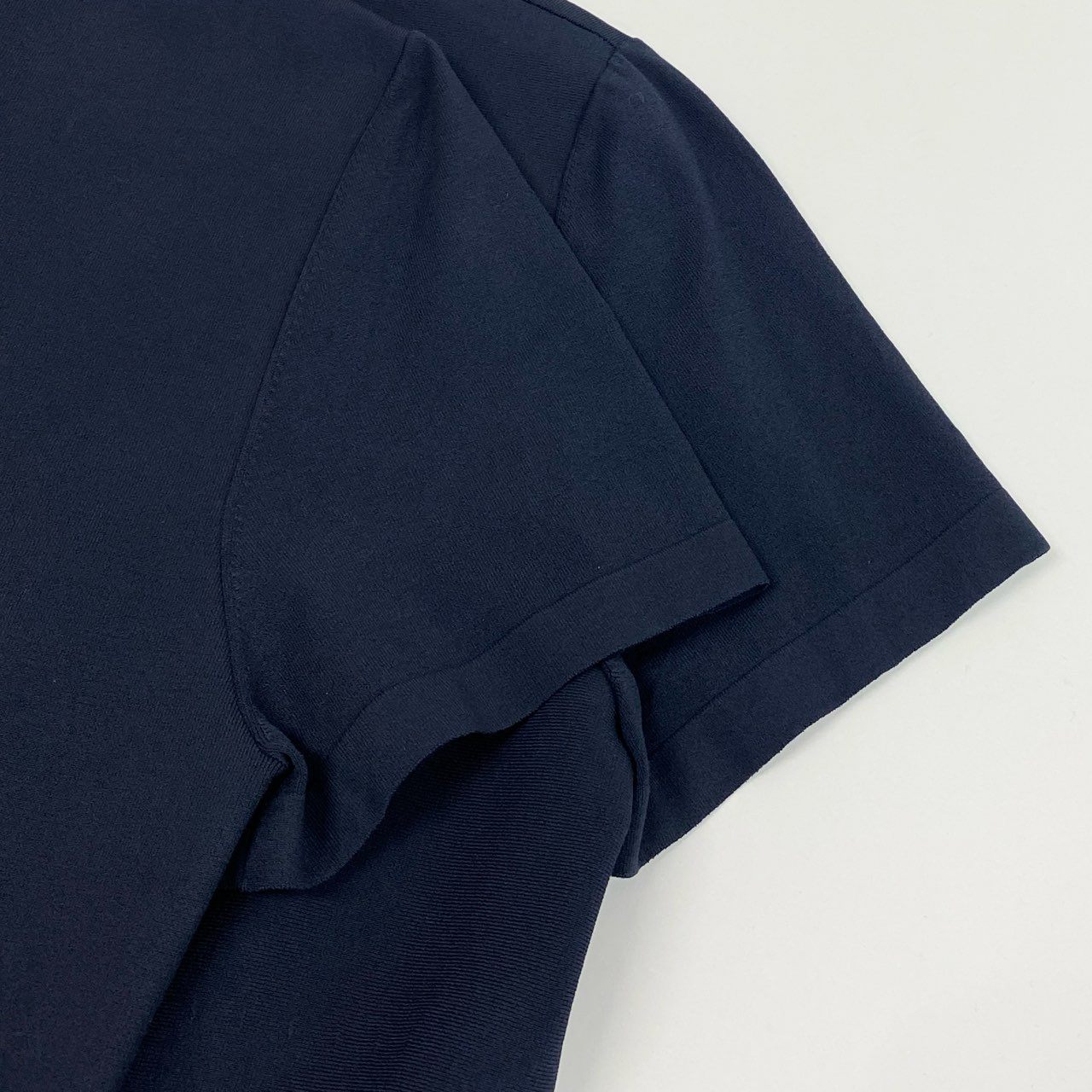 Eb19 《美品》 Salvatore Ferragamo サルヴァトーレフェラガモ プリーツ切替 半袖Tシャツ カットソー トップス L ネイビー レディースu02t