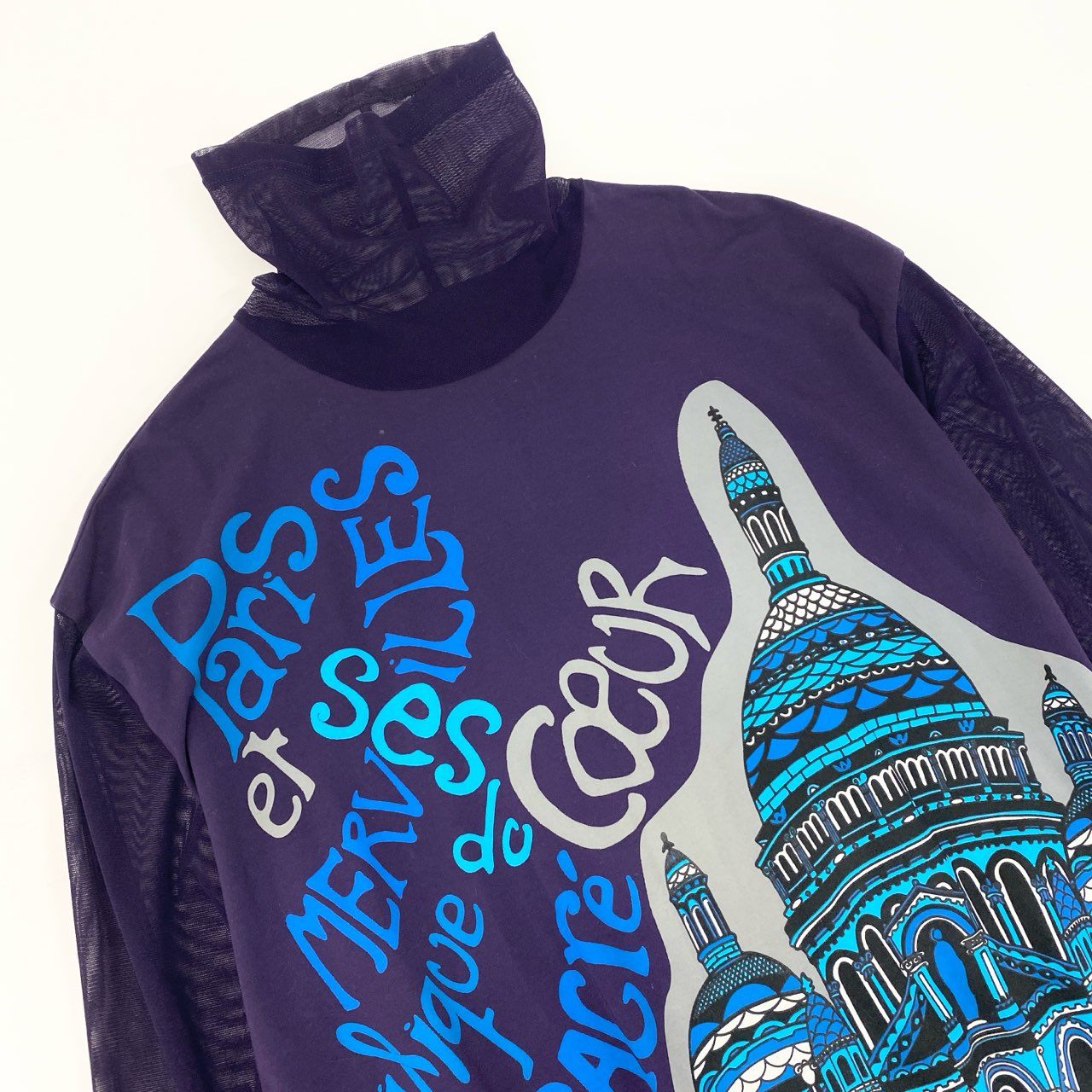 28k29 TOKUKO 1er VOL トクコプルミエヴォル チュニックワンピース シアースリーブ タートルネック 切替メッシュ レディース 女性用 9 パープルu02t