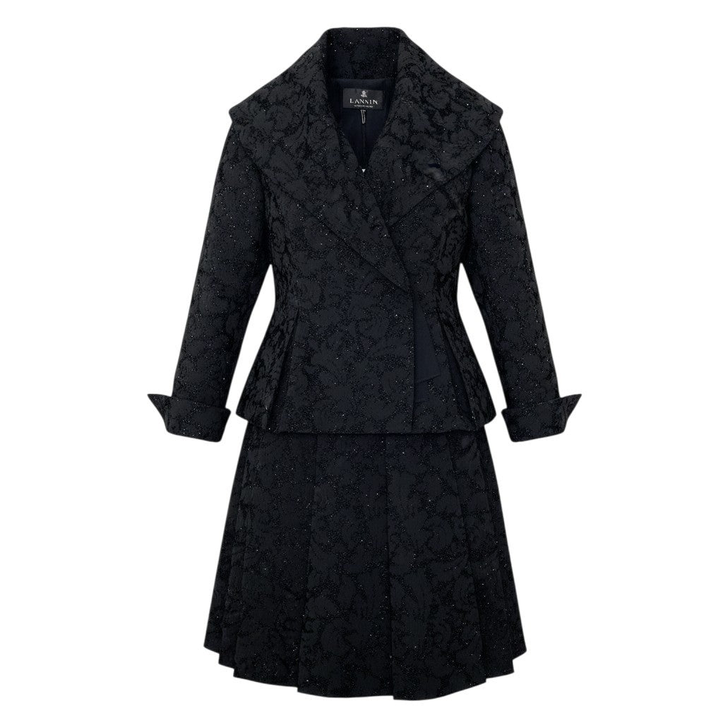 Eg6【新品保管品】LANVIN COLLECTION スカートセットアップ ジャケット スカート 日本製 38サイズ ブラック レディース 女性用u02t