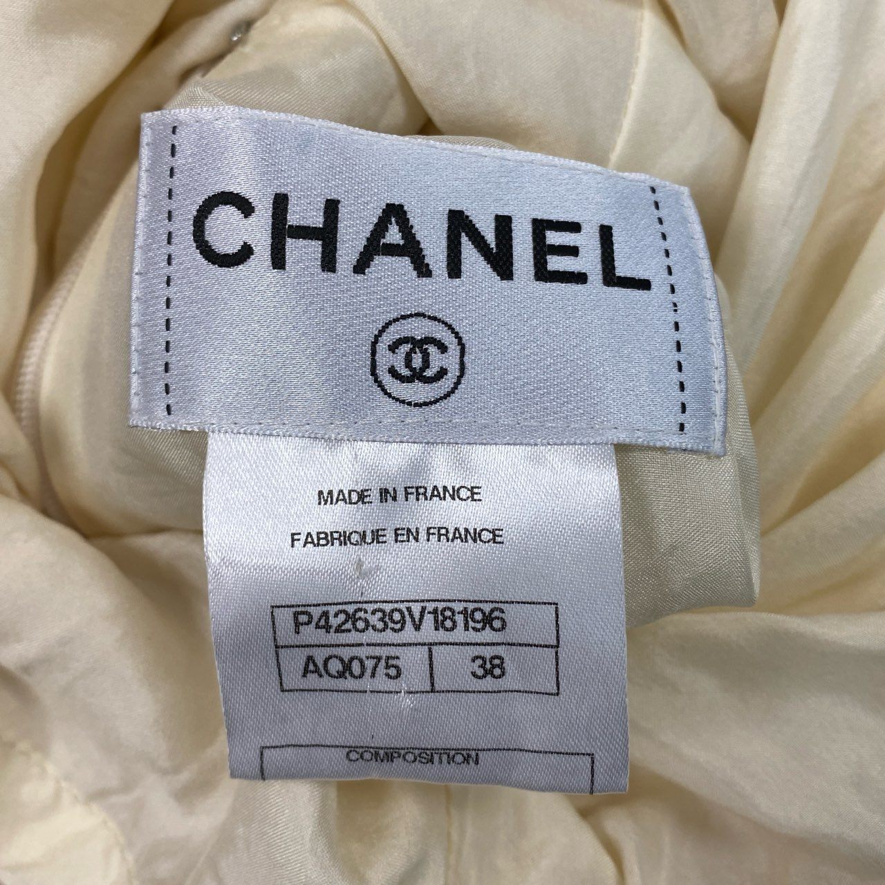 b26 CHANEL シャネル P42639 2011年 ツイード素材 ワンピース サイズ38 オフホワイト レディースta1