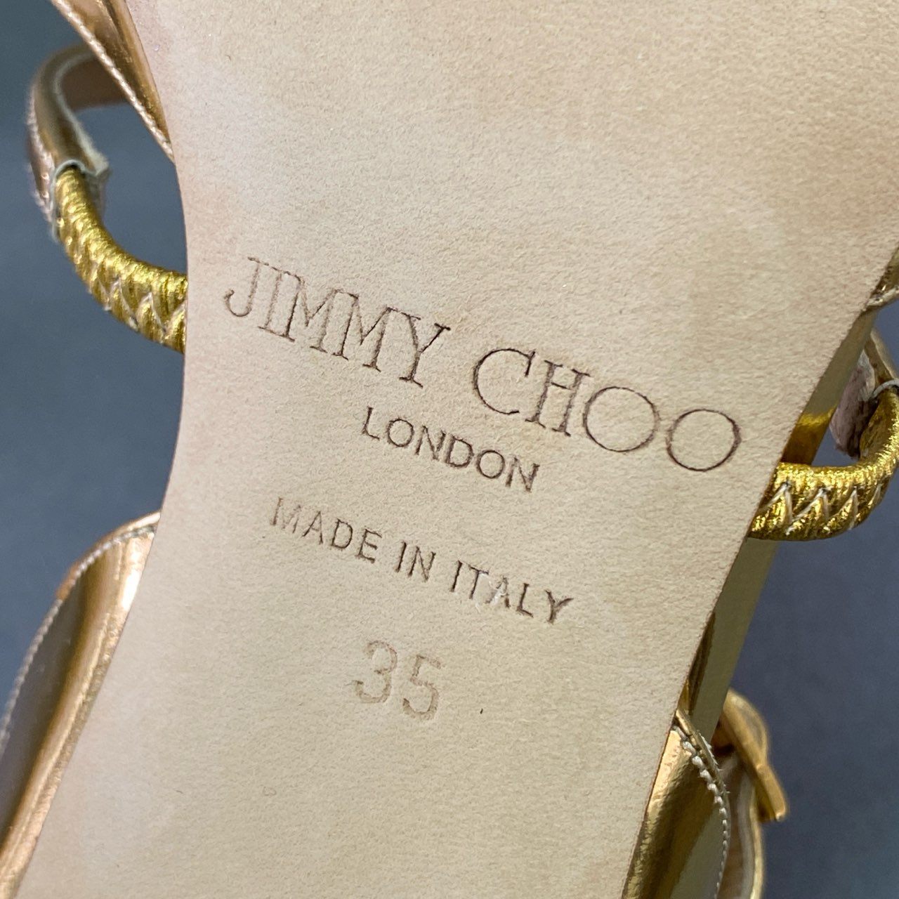 2j28 JIMMY CHOO ジミーチュウ ダブルストラップ グラディエーターサンダル 35 GOLD ゴールド パンプス シューズ イタリア製