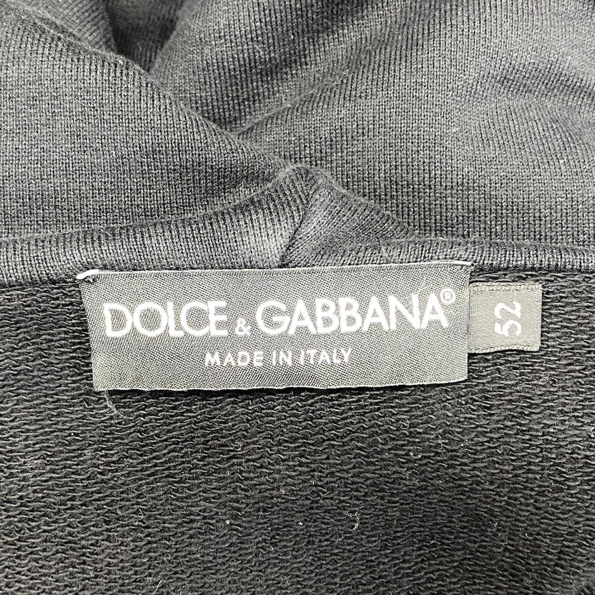 68h21 DOLCE＆GABBANA ドルチェアンドガッバーナ プルオーバーフーディー パーカー ロゴプレート イタリア製 52サイズ ブラック メンズ 男性用u02t