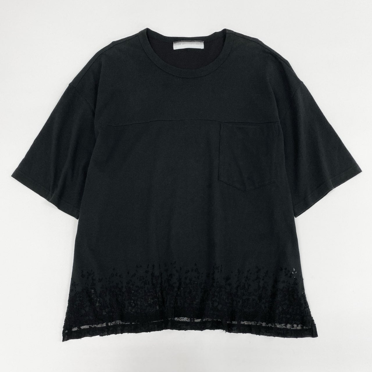 11l16 ANREALAGE アンリアレイジ ダメージメッシュ加工 BIG T F ブラック ビッグシルエット オーバーサイズ TEE 日本製 夏