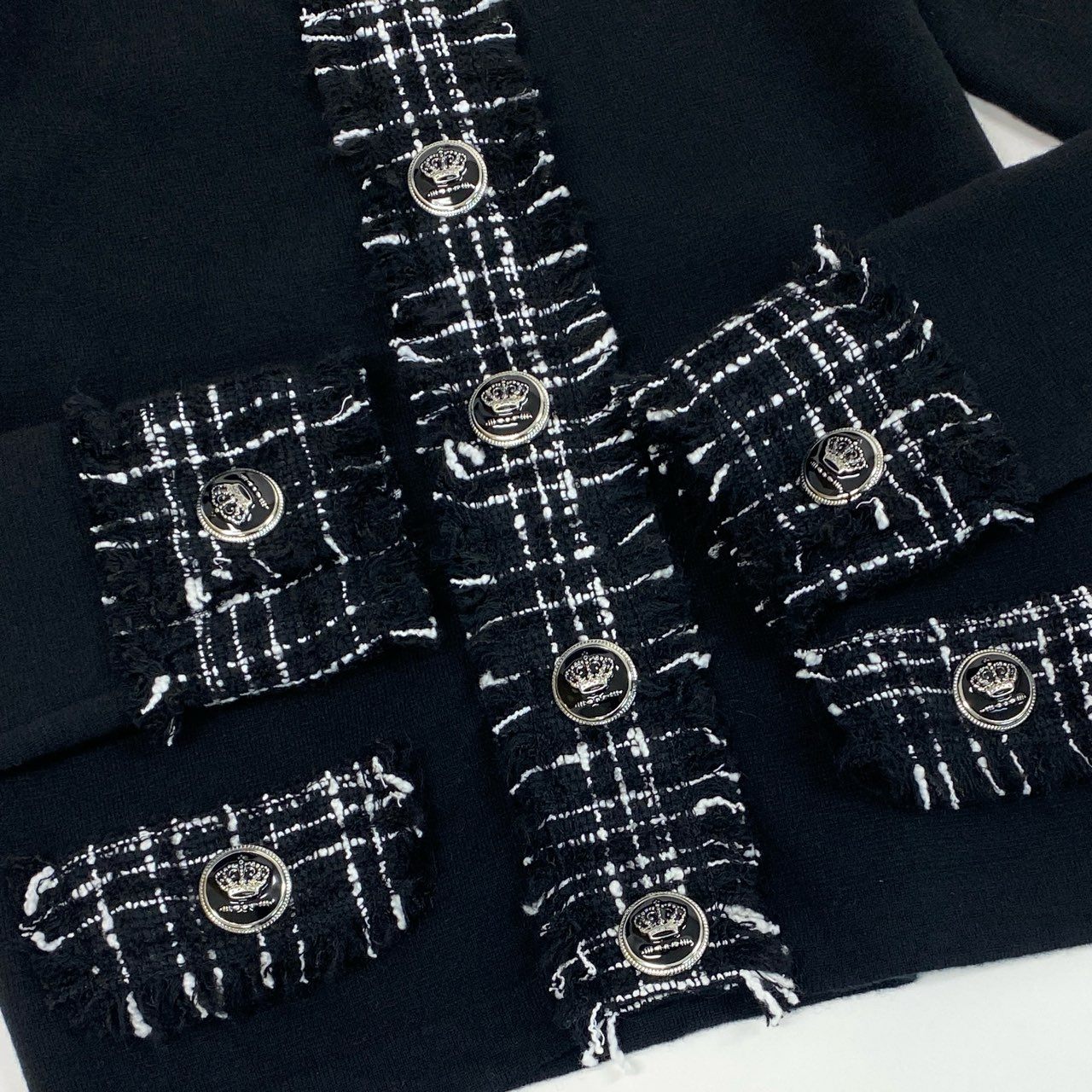 Ic6 《未使用品》定価￥239,800 DOLCE&GABBANA ドルチェアンドガッバーナ ツイードウールジャケット Tweed Wool Jacket サイズ38 ブラック D&G タグ付t18r