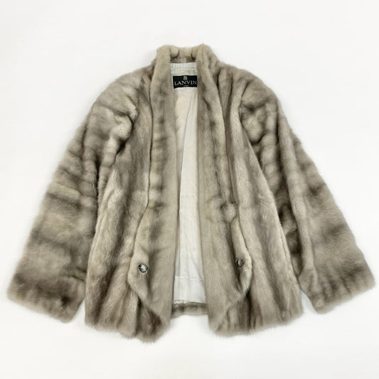 16j20 LANVIN ランバン SAGA MINK サガミンク サファイヤミンク 毛皮コート ミンクファー ファーコート グレー レディースk02i