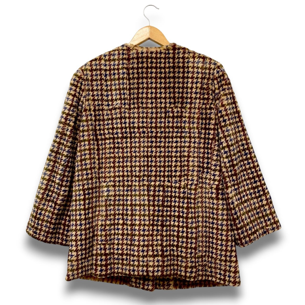 87c6 KIMIJIMA キミジマ シェアードファー 千鳥チェック コート サイズF 本毛皮 Shared Fur Coatt18r