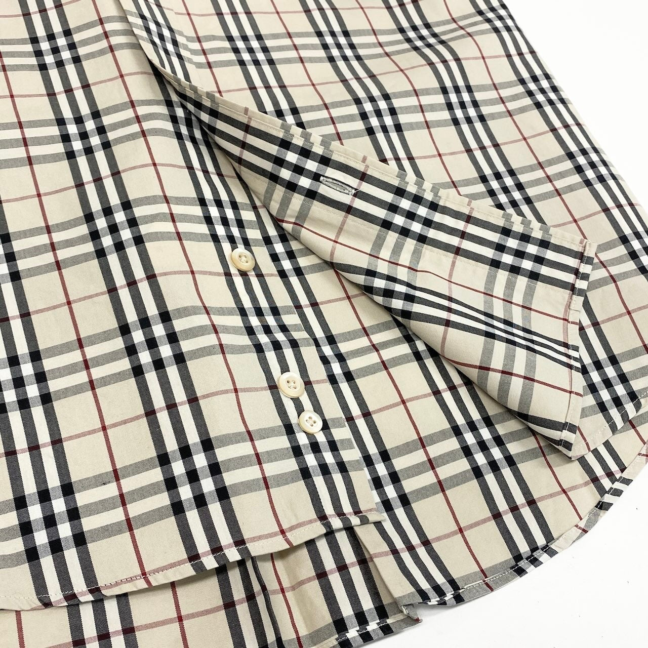 Ic27 BURBERRY バーバリー ノバチェックシャツ 半袖シャツ コットンシャツ トップス LLサイズ ベージュ コットン100％ メンズ 男性用u02t