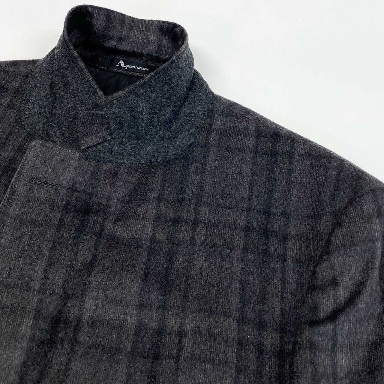 50a19 Aquascutum LONDON アクアスキュータム テーラードジャケット カシミヤジャケット チェック柄  メンズ 紳士服 サイズ105 3L グレー系 カシミア100％u02t