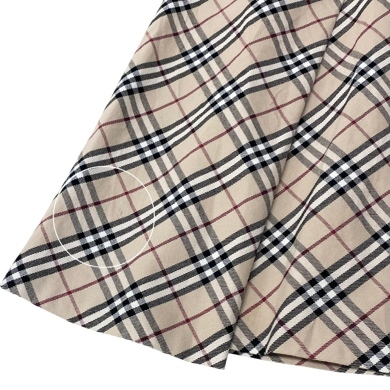 Ig6 BURBERRY LONDON BLUE LABEL バーバリーロンドン ブルーレーベル ノバチェック柄 フレアスカート 膝丈 FL525-400 サイズ34 ベージュ レディースo07t