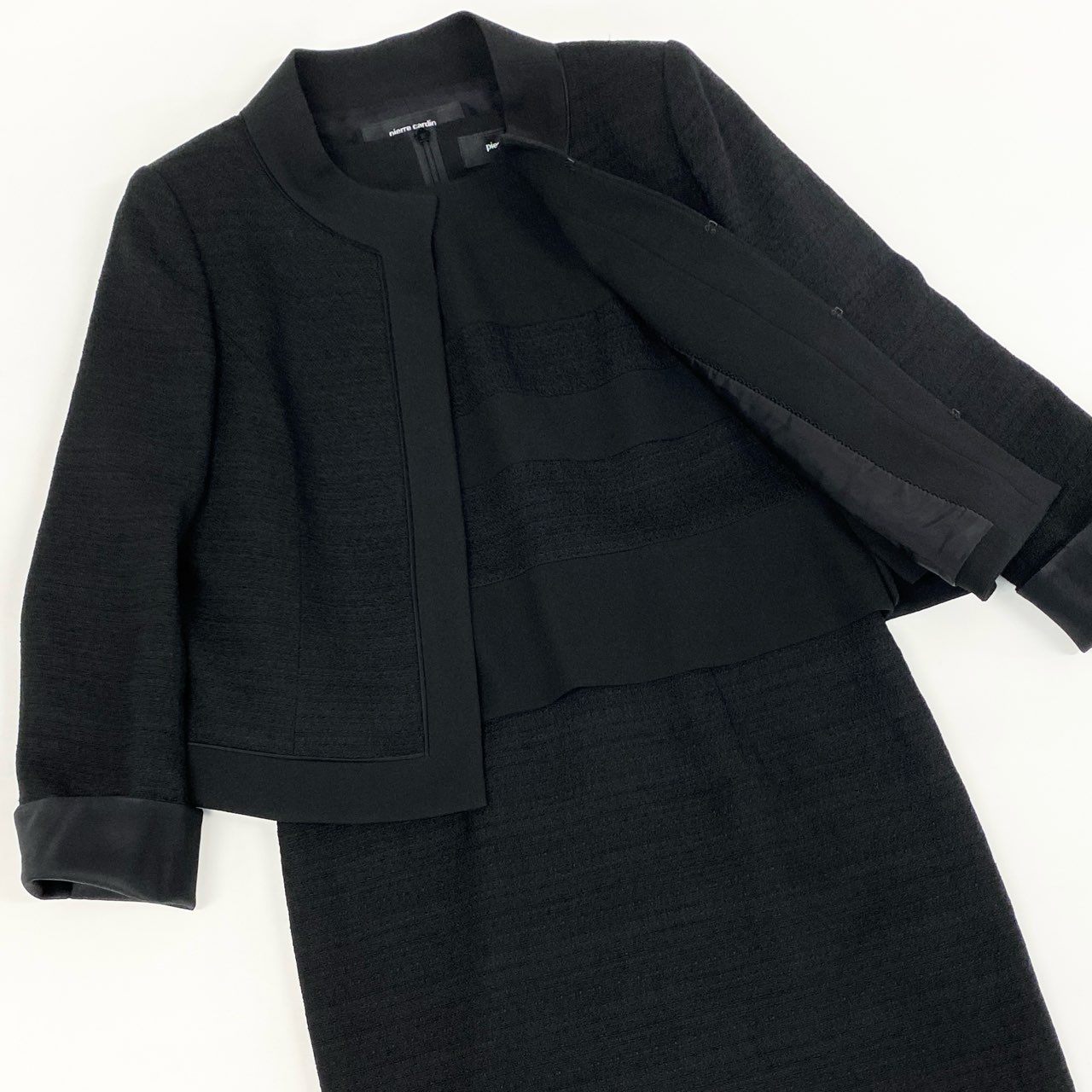 78i10 pierre cardin ピエールカルダン ジャケット ワンピース アンサンブル セットアップ ブラックフォーマル 東京ソワール 11 ブラック レディース 日本製o07t