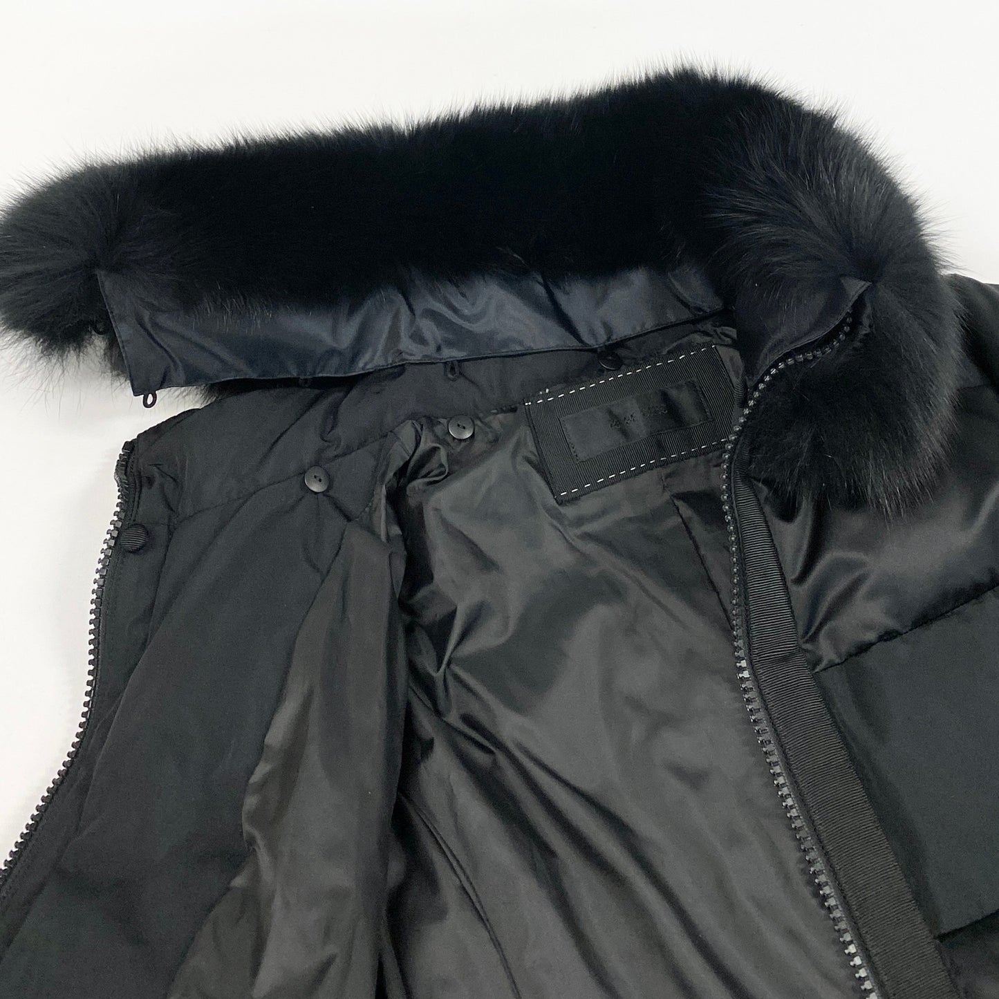 85l20 TO BE CHIC トゥービーシック ダウンコート ブルーフォックス ドロスト 40 ブラック レディース 女性用o07t