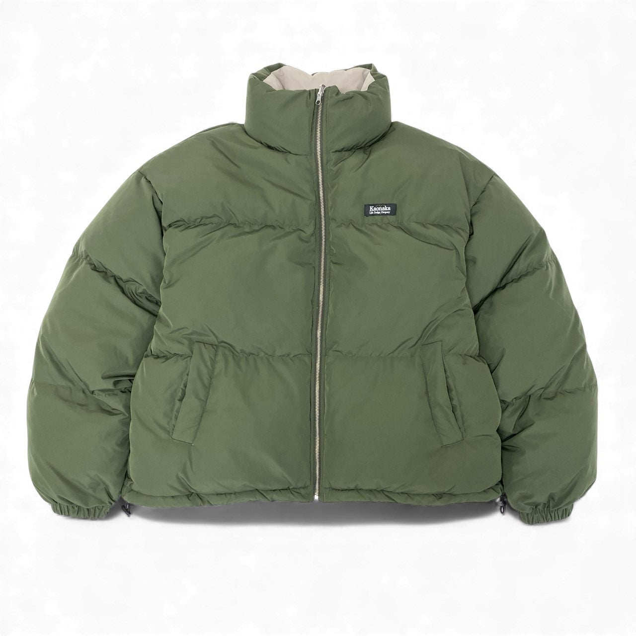 86L5 《美品》 KAOYORINAKAMI カオヨリナカミ KYRN リバーシブル ダウンジャケット サイズL ベージュ グリーン フラワー刺繍デザインt18r