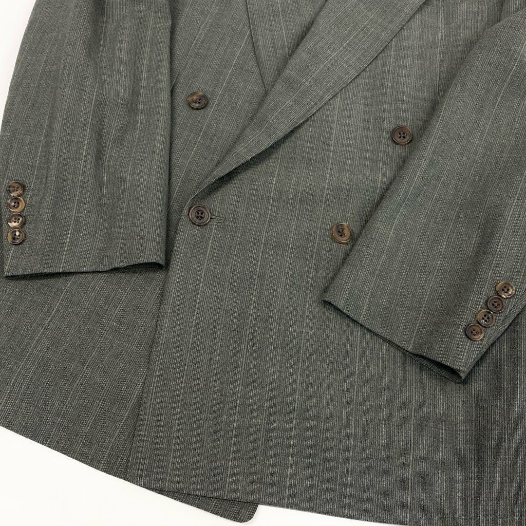 62l24 Burberry's バーバリーズ スーツセットアップ テーラードジャケット スラックス ダブルプレスト BB4サイズ グレー系 ウール100％ メンズo07t