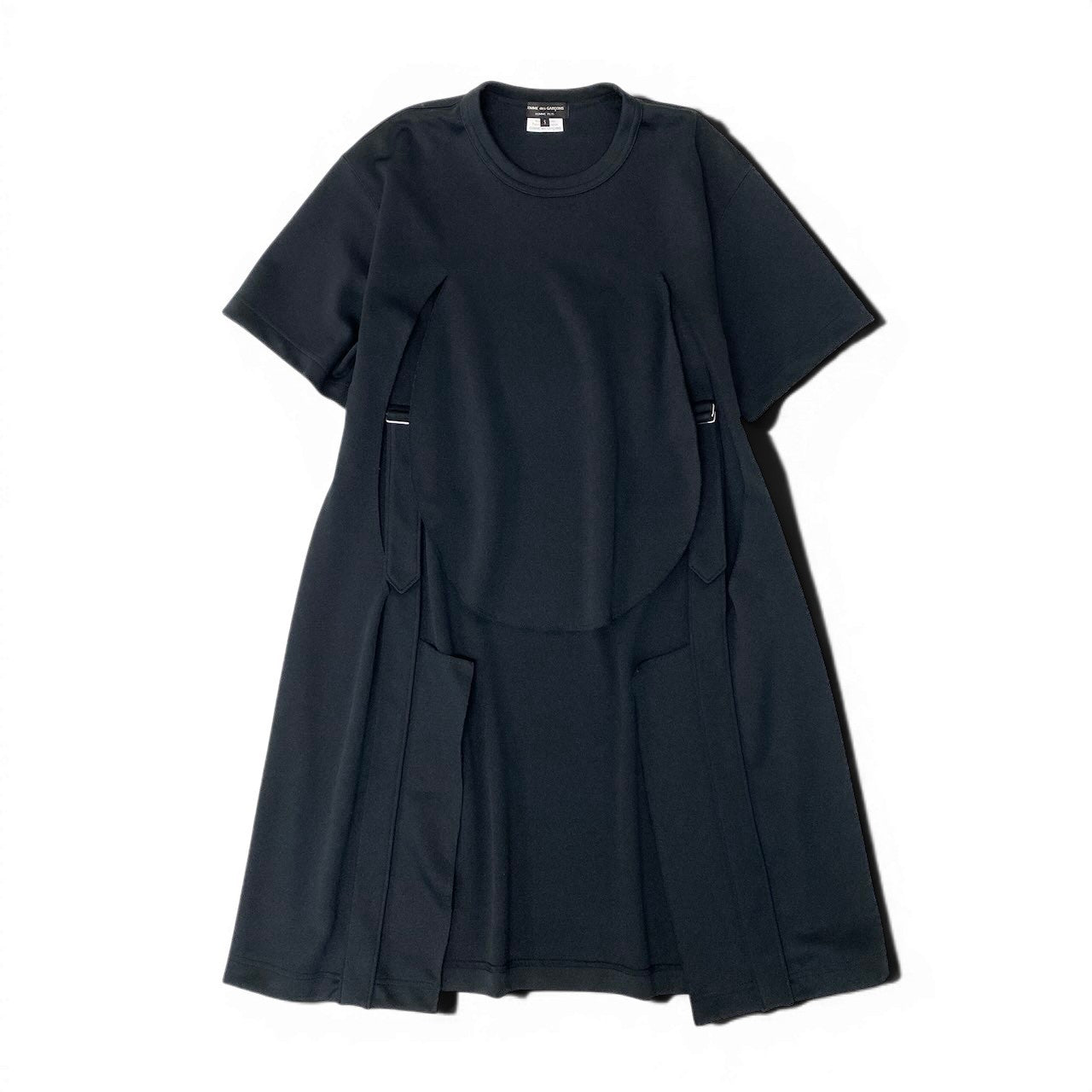 Af6 【美品】 COMME des GARCONS HOMME PLUS コムデギャルソンオムプリュス サスペンダー付 半袖カットソー ロングTシャツ PC-T013 AD2018 サイズS ブラック ポリエステル100％ メンズ 紳士服k02i