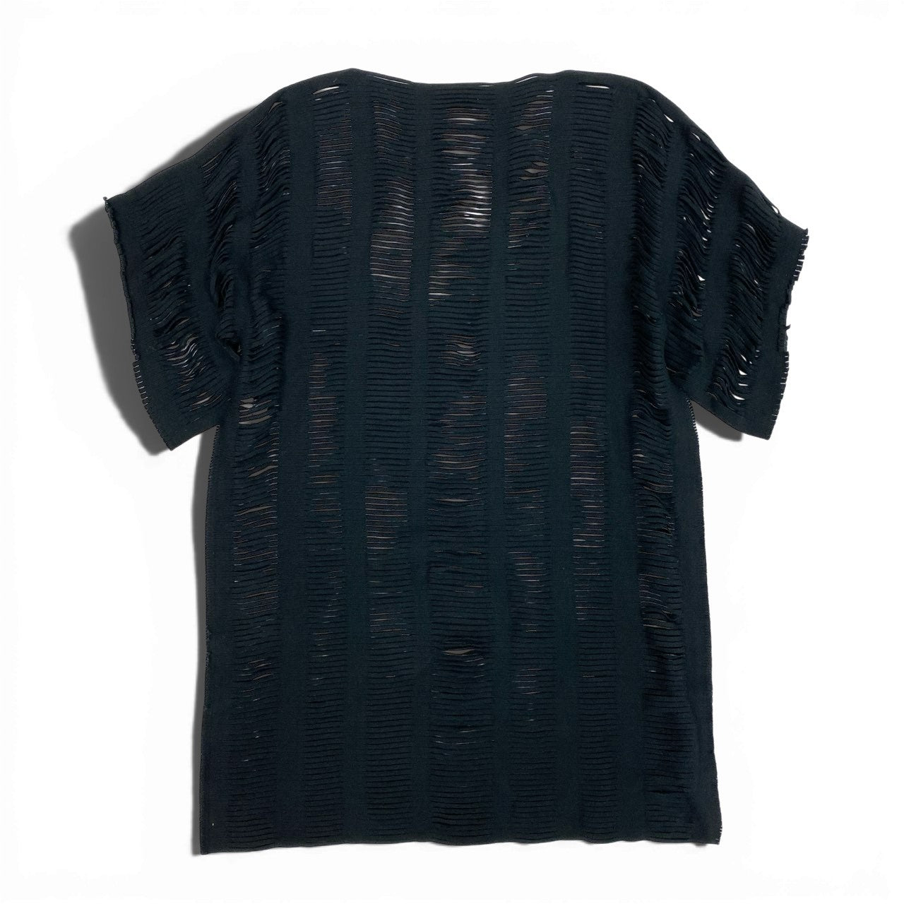 Aa29 ISSEY MIYAKE イッセイミヤケ A.POC INSIDE カットワーク ニットワンピース 半袖ワンピース トップス サイズ2 ブラック レディースu02t