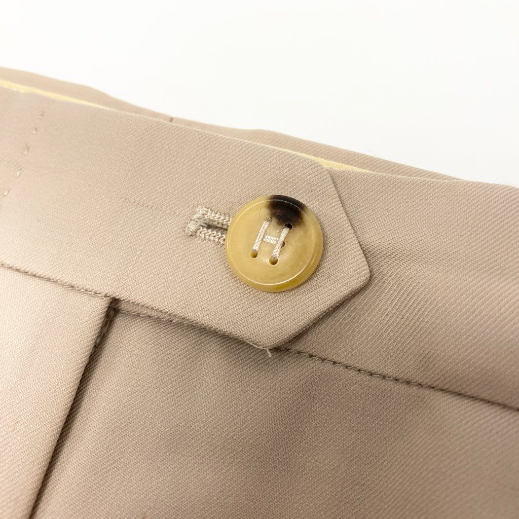 5a9 HERMES エルメス マルジェラ期 Hボタン スラックス パンツ ボトム フランス製 38サイズ ベージュ ウール100％ レディースu02t