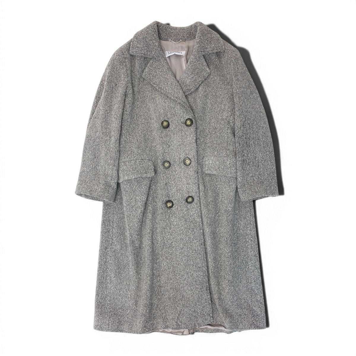 86g15 MaxMara マックスマーラ チェスターコート ロングコート アンゴラ混 ダブルブレスト サイズ40 グレー系 レディース 女性用u02t