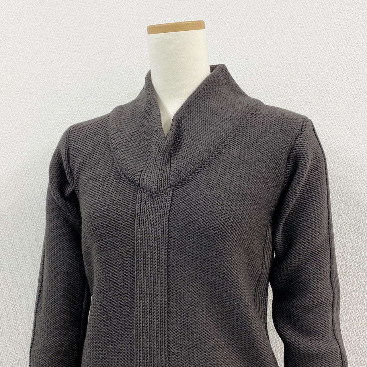 10a13 FENDI フェンディ ロングニットワンピース タイトワンピース 長袖 Vネック イタリア製 レディース 女性用 40 グレー系u02t