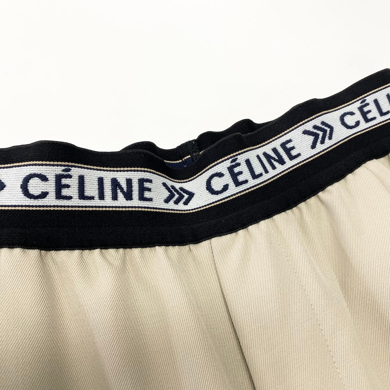 e8 CELINE 2018AW ロゴウエストパンツ ボトム 36サイズ ベージュ コットン100％ レディース 女性用u02t