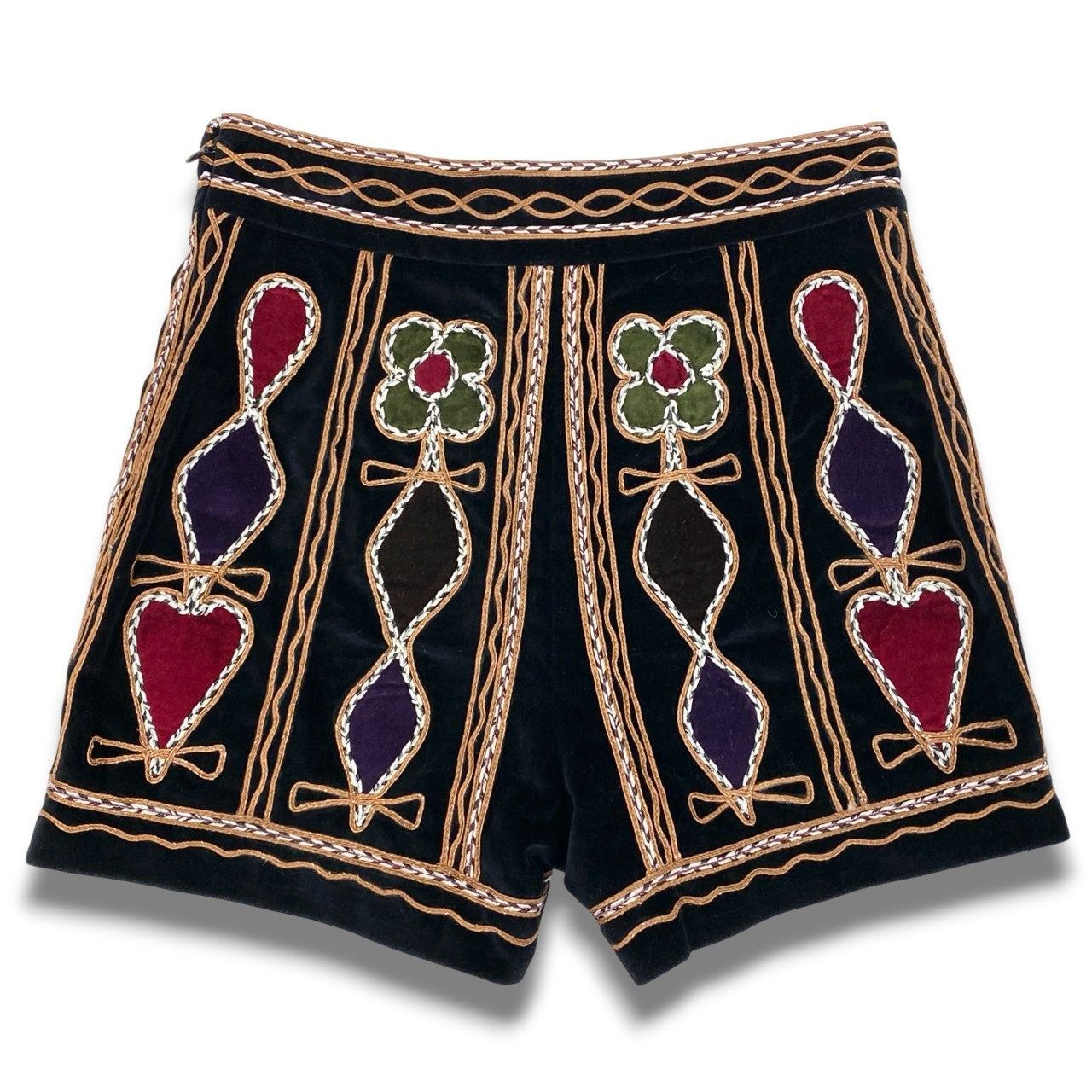 Ec2 Christian Dior クリスチャンディオール 刺繍デザイン ベルベット ショートパンツ ボトム サイズ38 レディースk02i