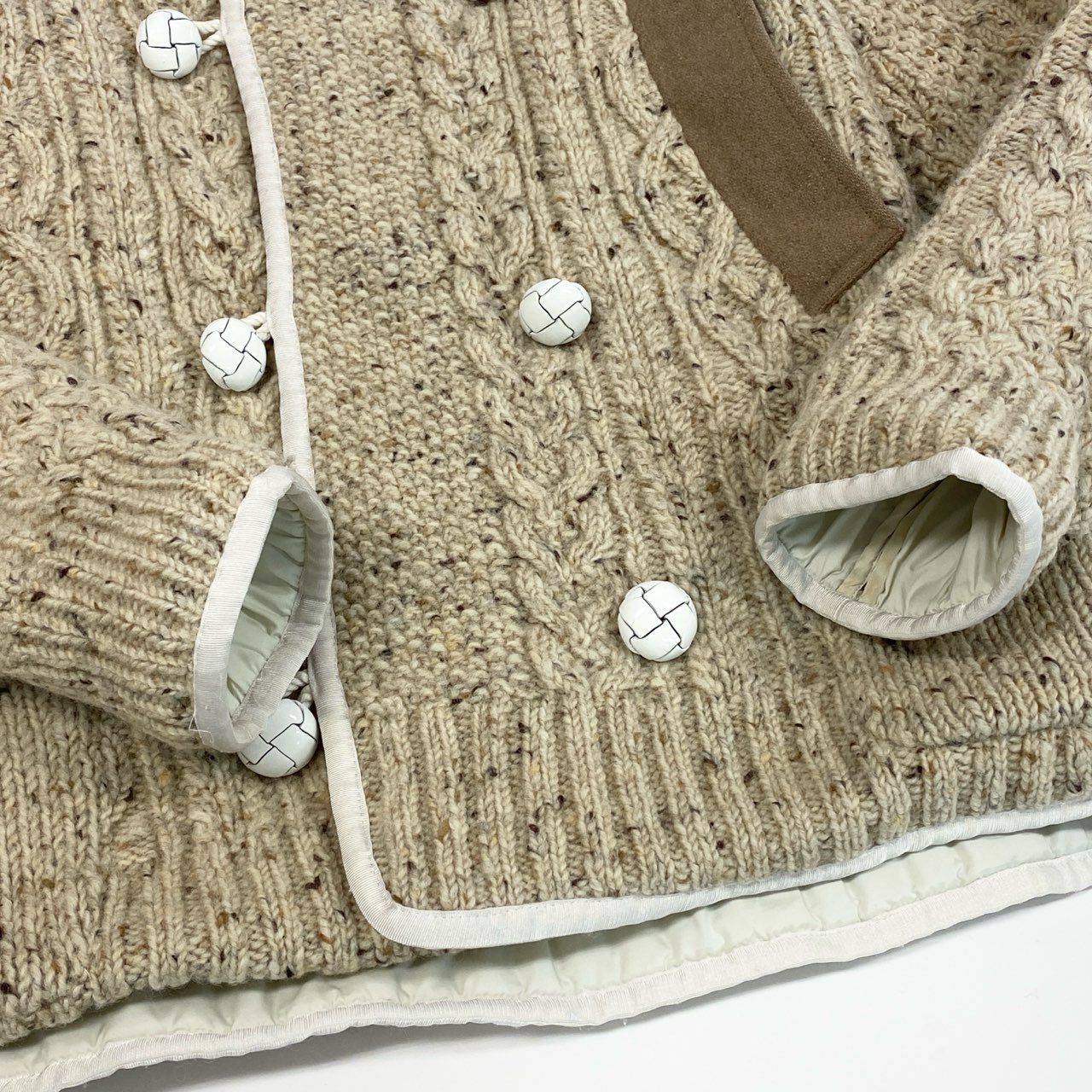 10d3 sacai サカイ コルクボタン ニットジャケット ハーフコート メンズ 紳士服 12-00302M サイズ２ ベージュ ウール100％u02t
