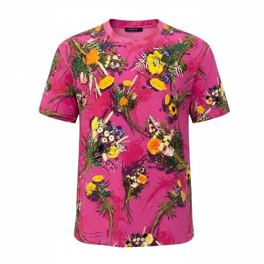 Id15 LOUIS VUITTON ルイヴィトン フラワーエンブロイダリー Tシャツ Flour Embroidery T-Shirt サイズM ピンクt18r