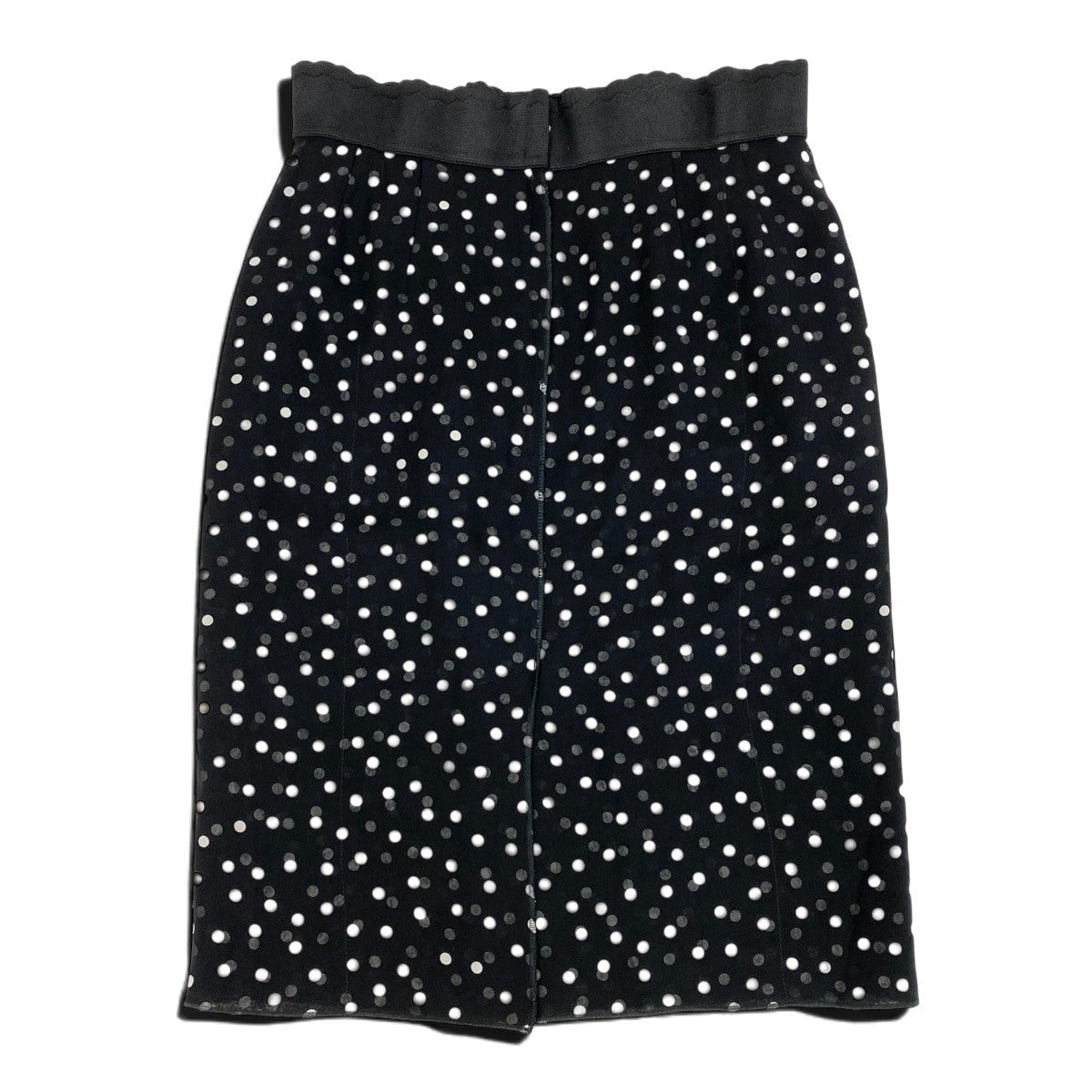 Eh11 DOLCE&GABBANA ドルチェアンドガッパーナ ドット柄 シルクスカート サイズ38 ブラック シルク100％ レディースo07t