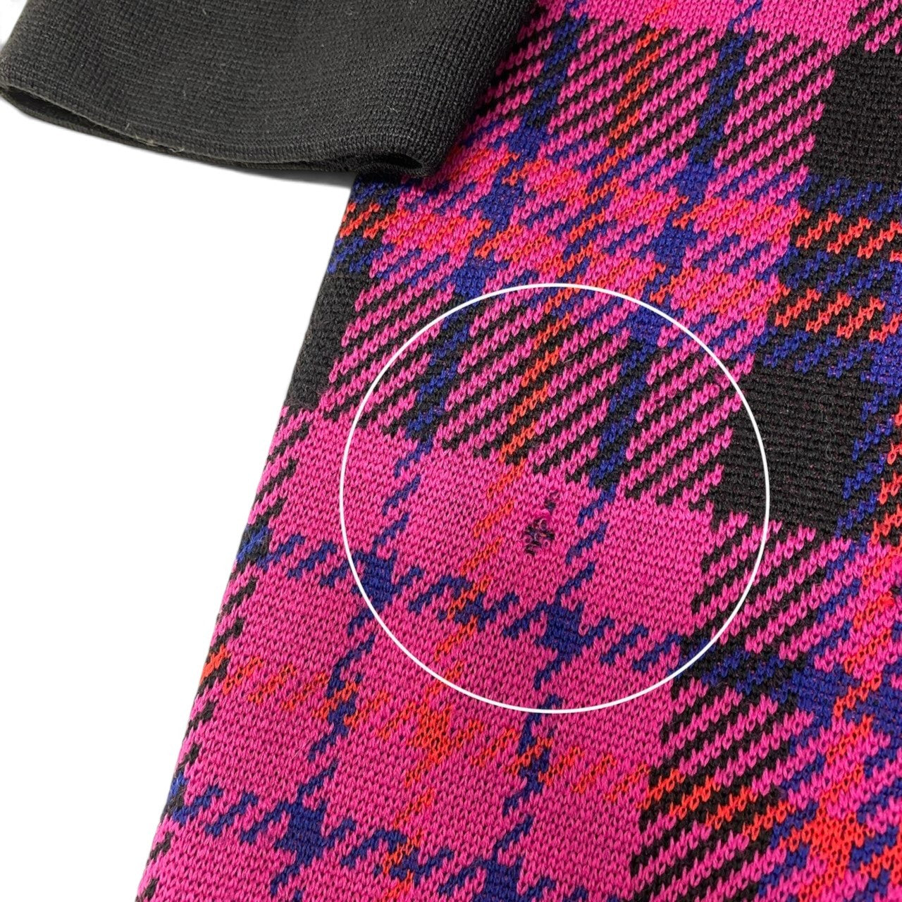 38h31 YVES SAINT LAURENT イヴサンローラン ダブルブレスト チェスターコート ニットコート チェック柄 サイズM マルチカラー ウール100％ レディースo07t