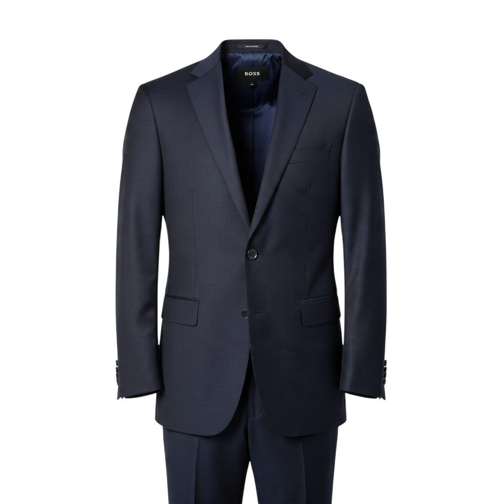 64j27 BOSS HUGO BOSS ボスヒューゴボス SUPER120 セットアップ シングルスーツ 2B ストレッチ SLIM FIT サイズ46 ネイビー メンズ 紳士服o07t
