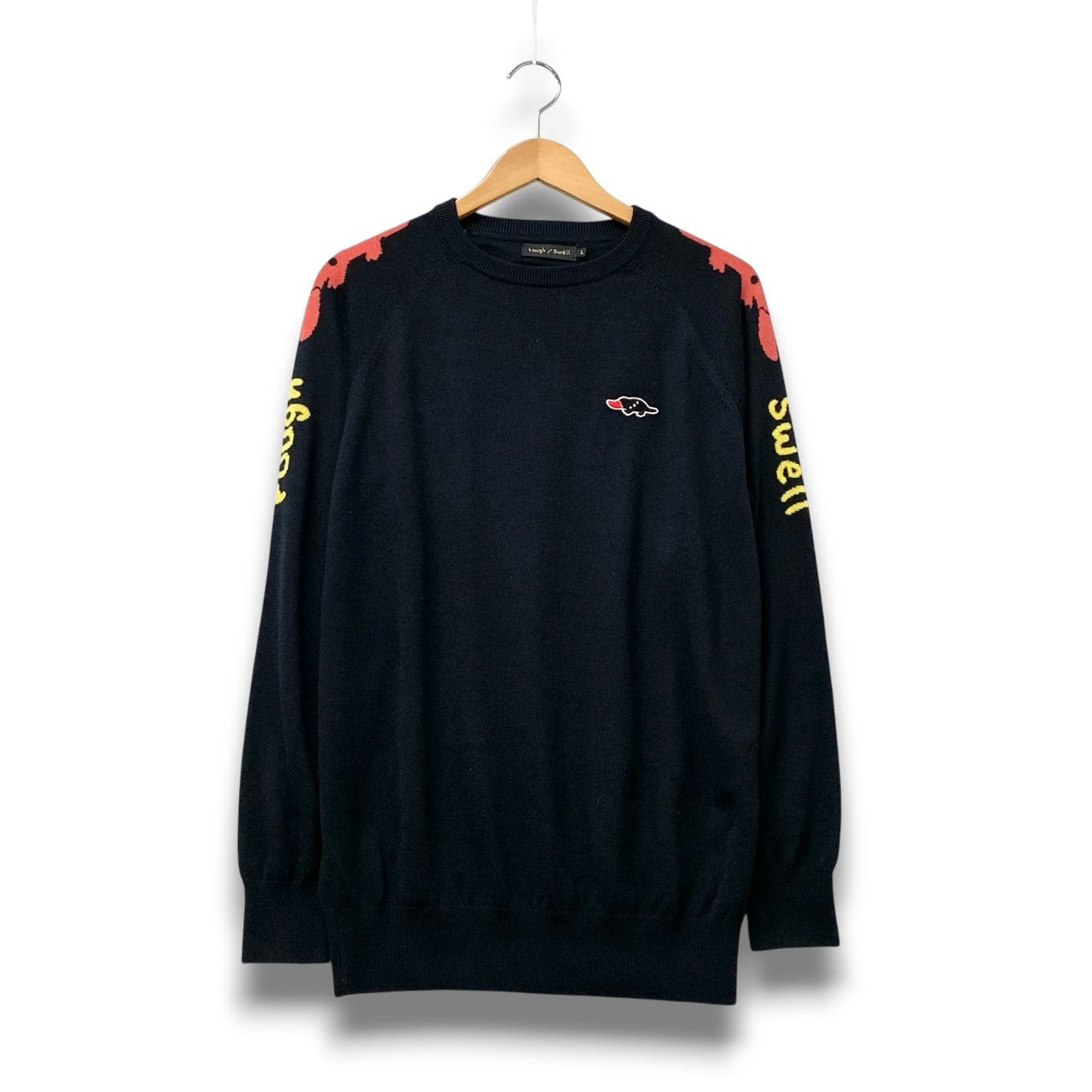 5c6 rough & swell ラフ&スウェル F.C Knit ウール アクリル 12G ニットセーター クルーネック  メンズ 紳士服 RSM-18205 サイズL ブラックu02t