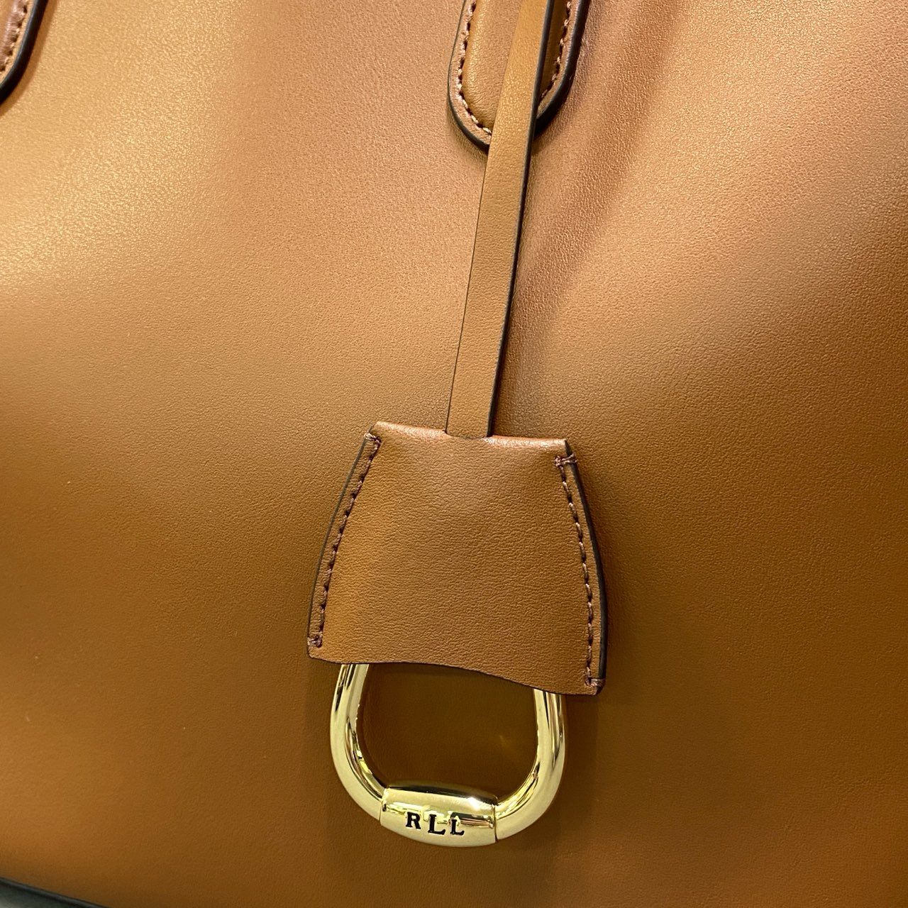 Bb20 LAUREN RALPH LAUREN ラルフローレン ショルダーストラップ付 トートバッグ ブラウン 大容量 ジップポケット付t18r