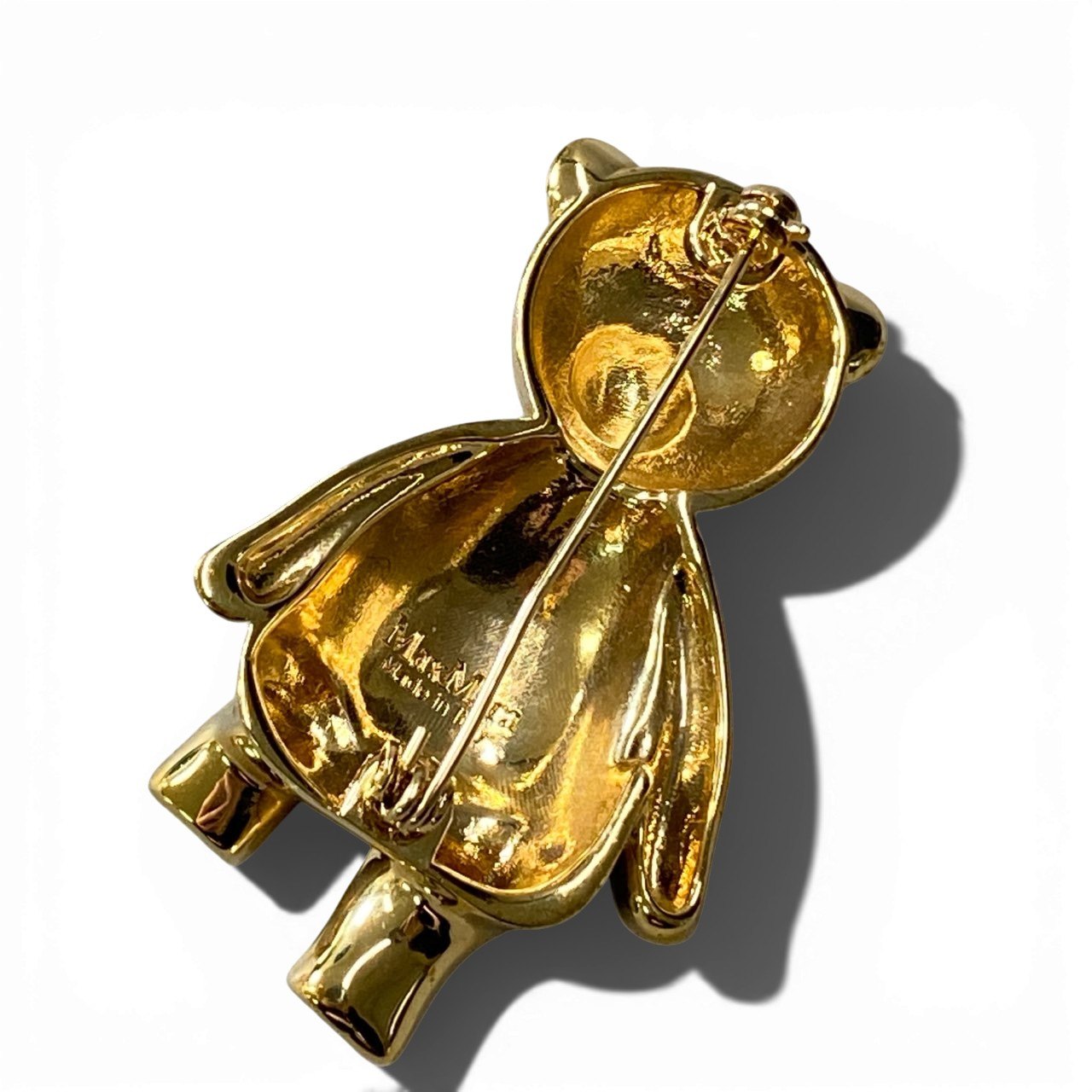 b2 Max Mara マックスマーラ メタル テディ ブローチ アクセサリー イタリア製 ゴールド メタル ガラス レディース 女性用u02t