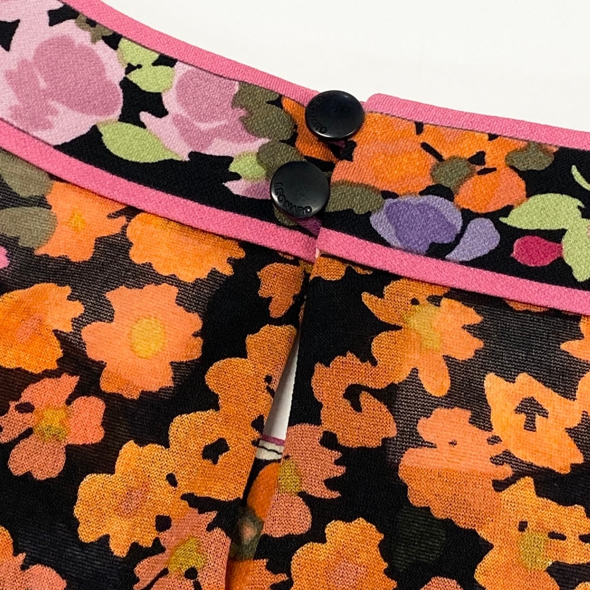 22f11 LEONARD FASHION レオナール セットアップスカート シアーカットソー フレアスカート 花柄プリント カンカン素材 サイズM/67 マルチカラー レディースu02t