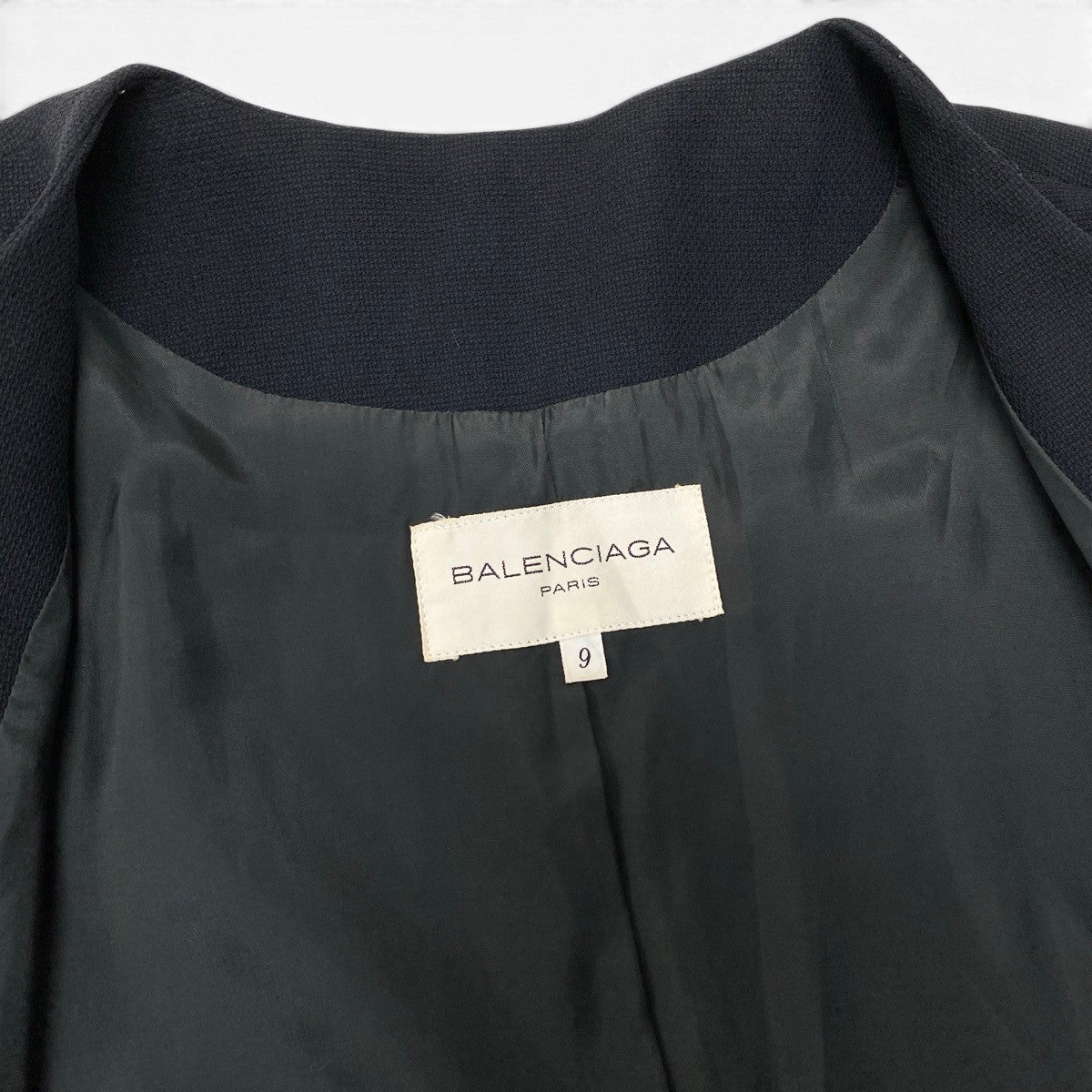 91g24 BALENCIAGA バレンシアガ ノーカラージャケット BBロゴボタン アウター 9サイズ ブラック レディース 女性用u02t