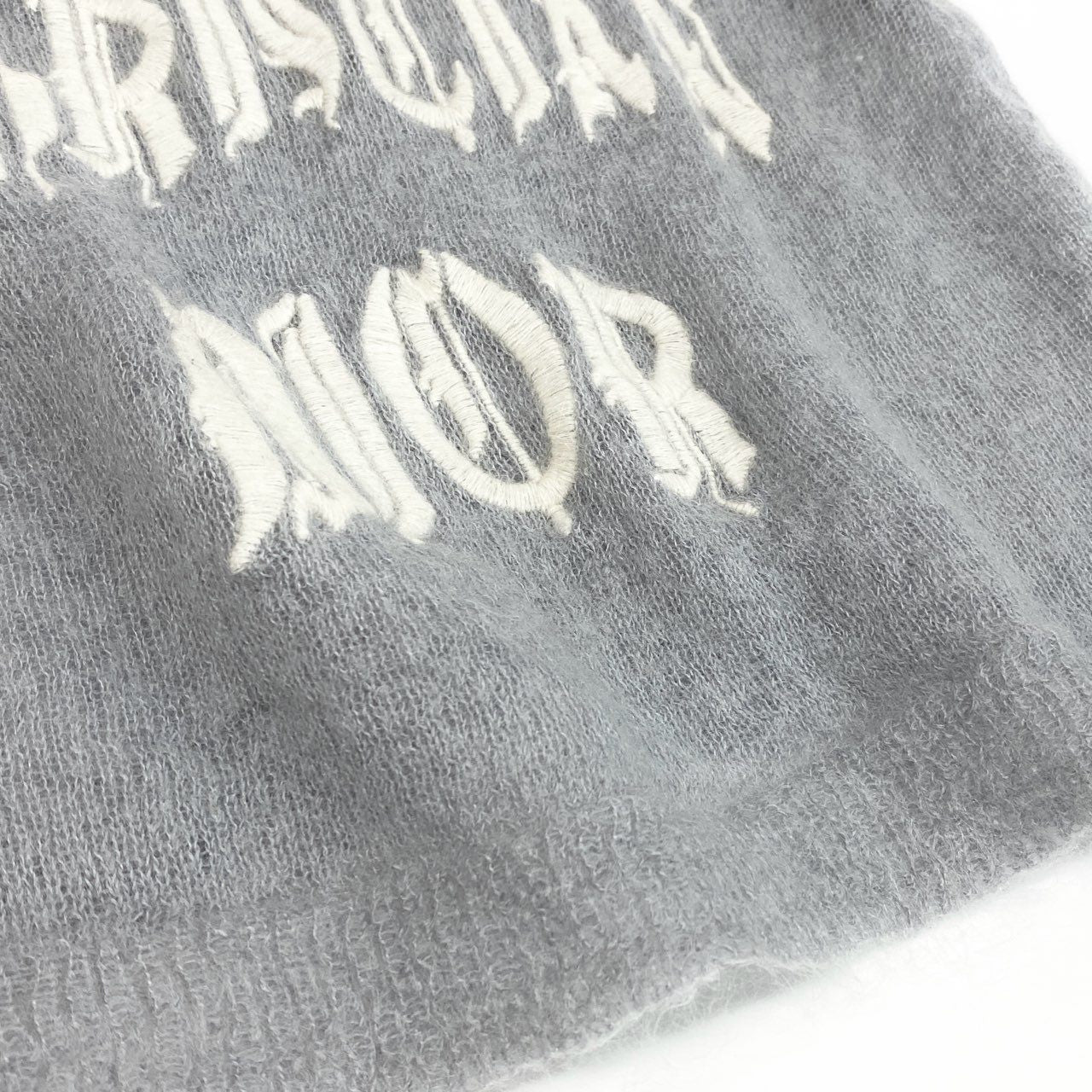 d7 Christian Dior クリスチャンディオール 2002 ガリアーノ期 ロゴ刺繡 半袖ニット セーター トップス 2A13055070 36 グレー レディースu02t