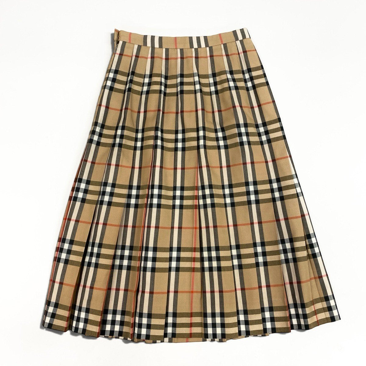 12i14 BURBERRYS バーバリーズ プリーツスカート ノバチェック Sサイズ ブラウン レディース 女性用u02t