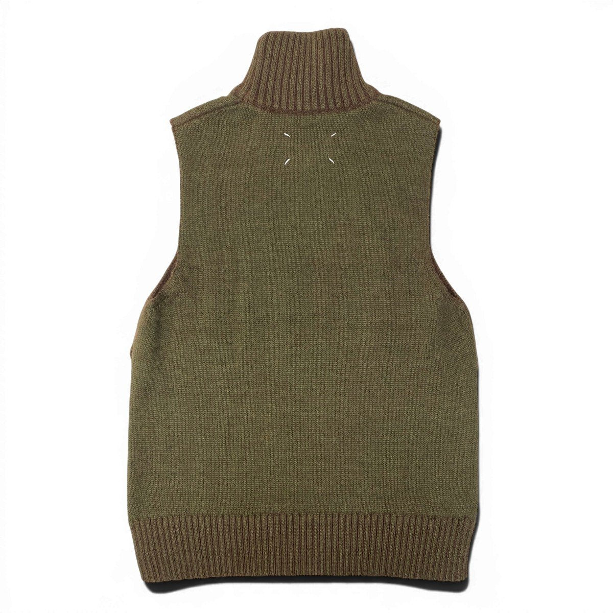 Mf18《美品》 Maison Margiela メゾンマルジェラ サイドスリット タートルネックニットベスト Side-Slit Turtleneck Knit Vest サイズS カーキt18r