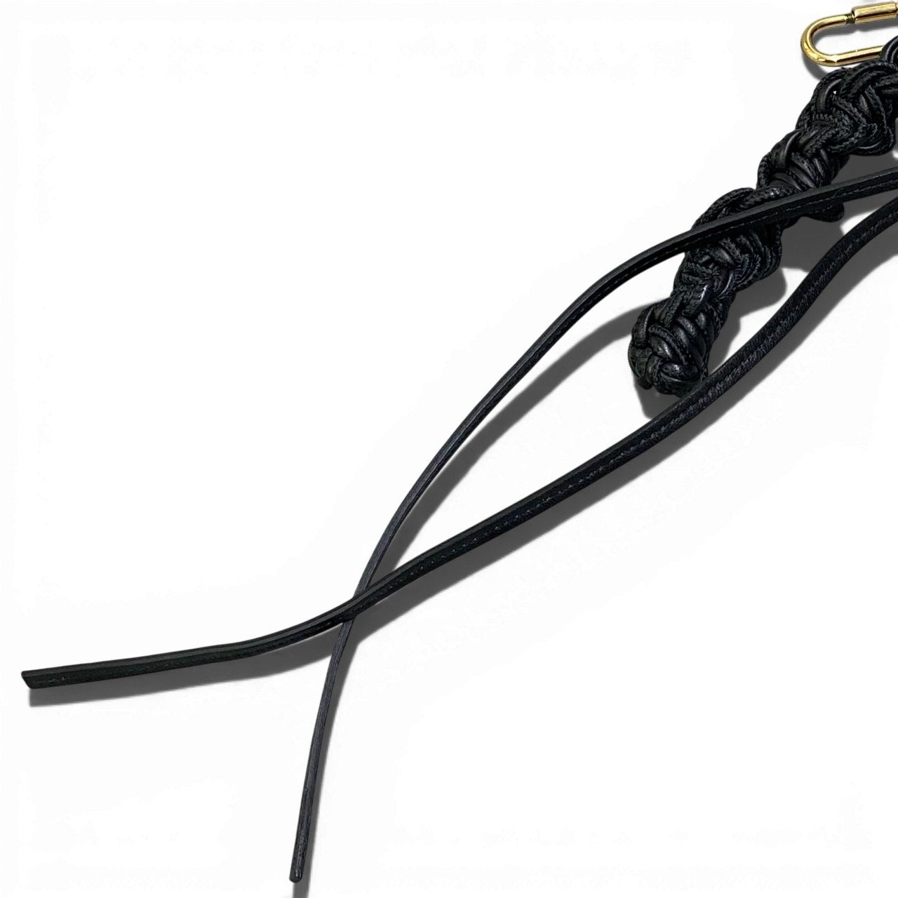 b16 CELINE セリーヌ フィービー期 レザーバッグチャーム キーホルダー ブラック レザー ユニセックスta1