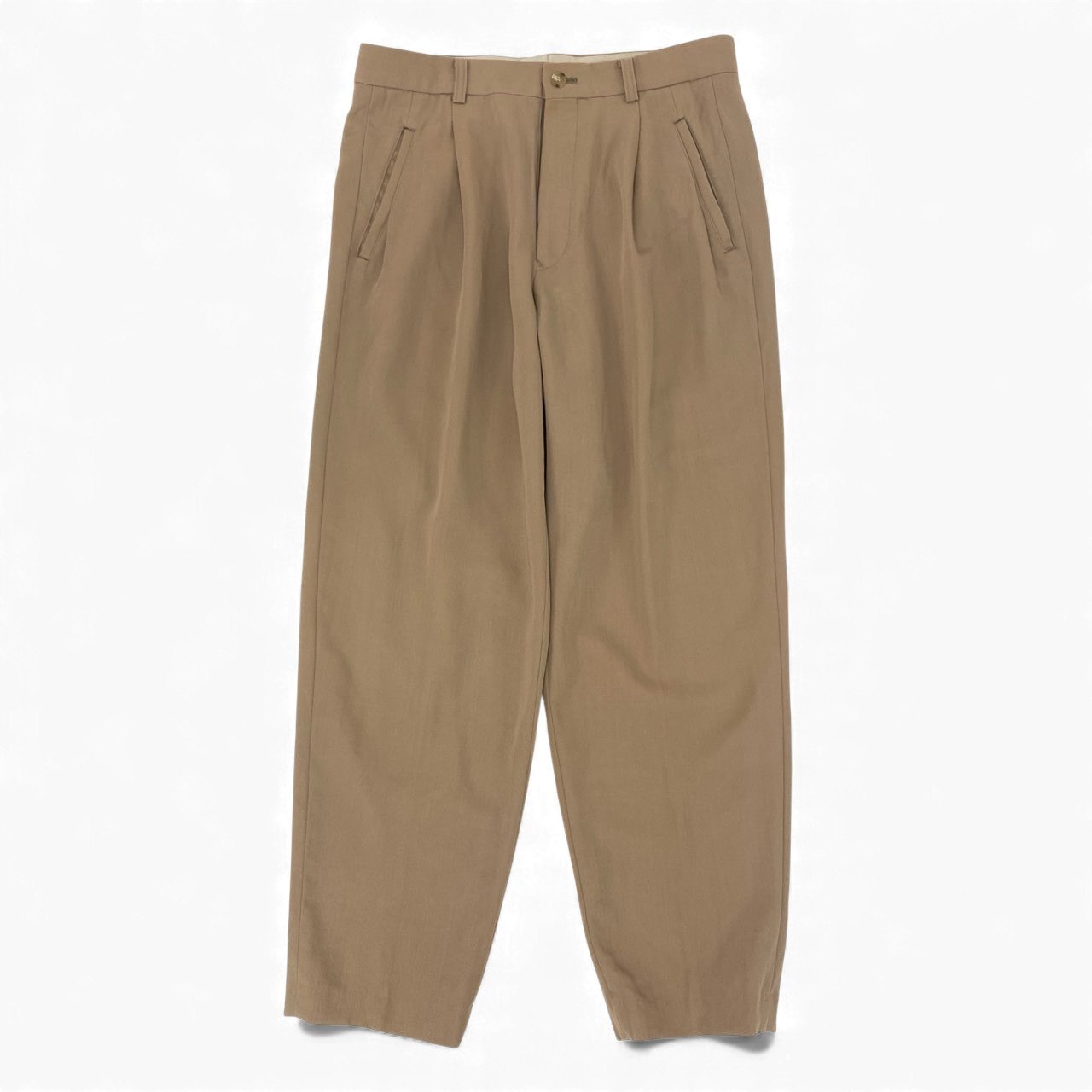 21k14 ISSEY MIYAKE イッセイミヤケ スラックスパンツ ボトムス ウール100％ 日本製 ME13-FF004 Lサイズ ベージュ メンズu02t