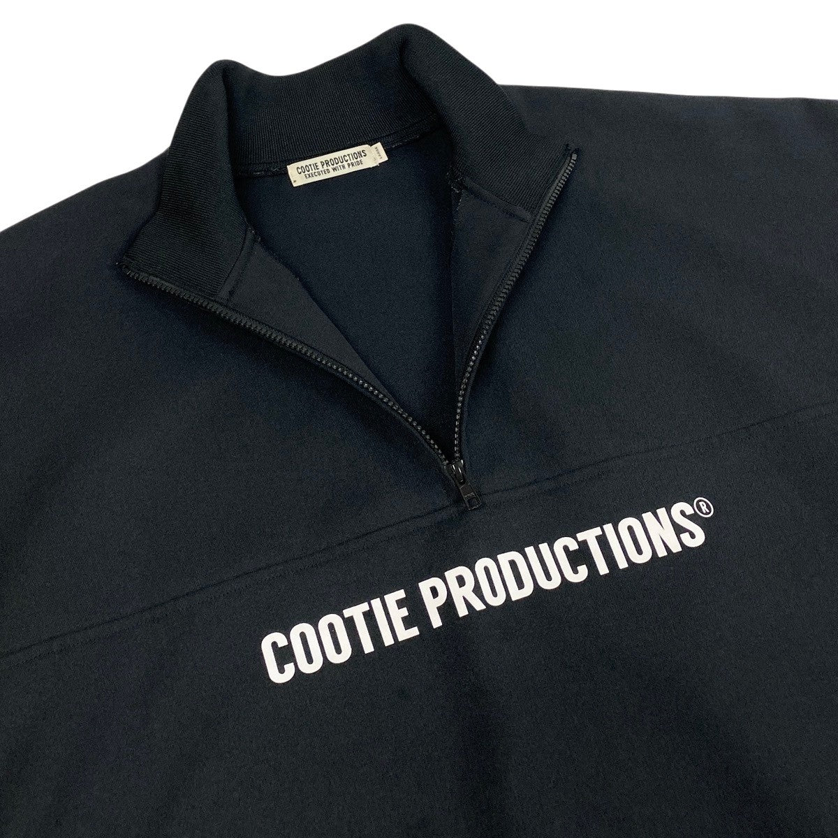52f29 COOTIE PRODUCTIONS クーティー 21aw Poyester Twill Half Zip L/S Tee ツイルハーフジップ プルオーバー サイズL ブラック ポリエステル100％ メンズ 紳士服o07t