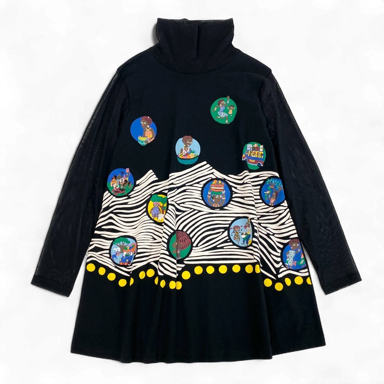 2k19 TOKUKO 1er VOL トクコプルミエヴォル チュニックワンピース トップス 袖シアー切替 ハイネック 9 ブラック レディースu02t