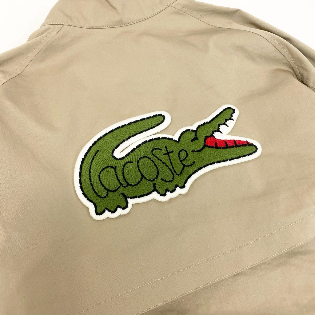 66a12 《美品》 LACOSTE × BEAMS ラコステ ビームス別注 ハリントンスウィングトップジャケット ブルゾン ダブルジップ ワニワッペン バックロゴ メンズ 紳士服 BH021PL US S ベージュu02t