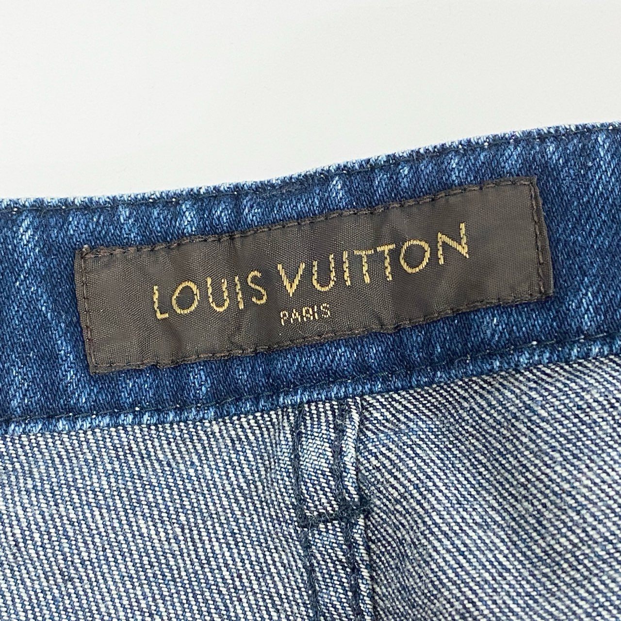 Ia15 LOUIS VUITTON ルイヴィトン モノグラム切替 クロップドデニムパンツ ジーンズ サイズ36 インディゴ レディース ボトムta1