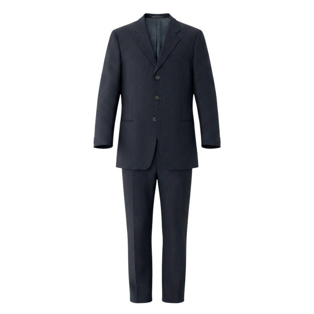 92g27 ARMANI COLLEZIONI アルマーニコレツィオーネ セットアップ シングルスーツ 3B ストライプ柄 テーラードジャケット タックパンツ サイズ50 グレー メンズ 紳士服o07t