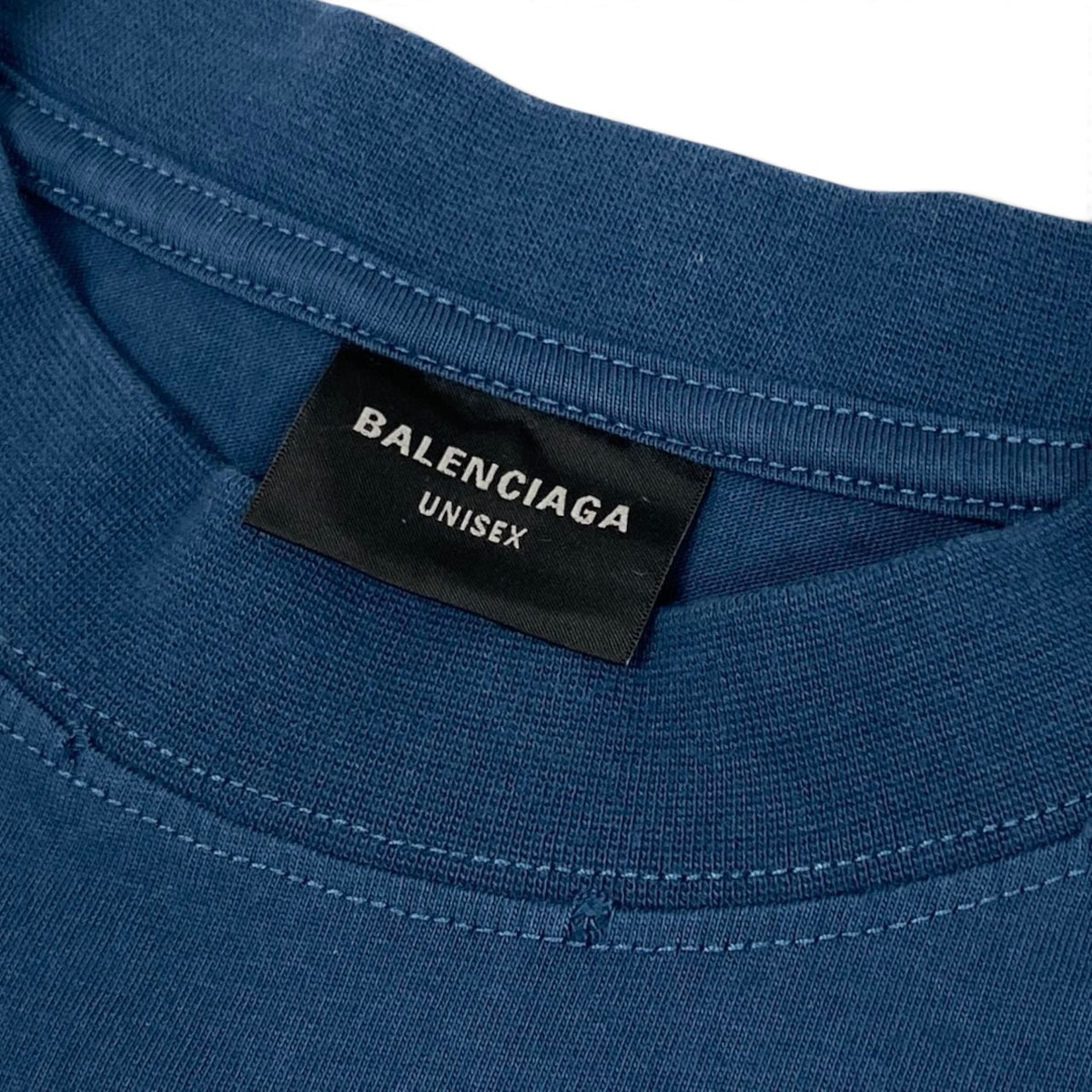 i19 BALENCIAGA BBローレル刺繍 Tシャツ  Mサイズ ブルー コットン100％ ユニセックス レディース メンズu02t