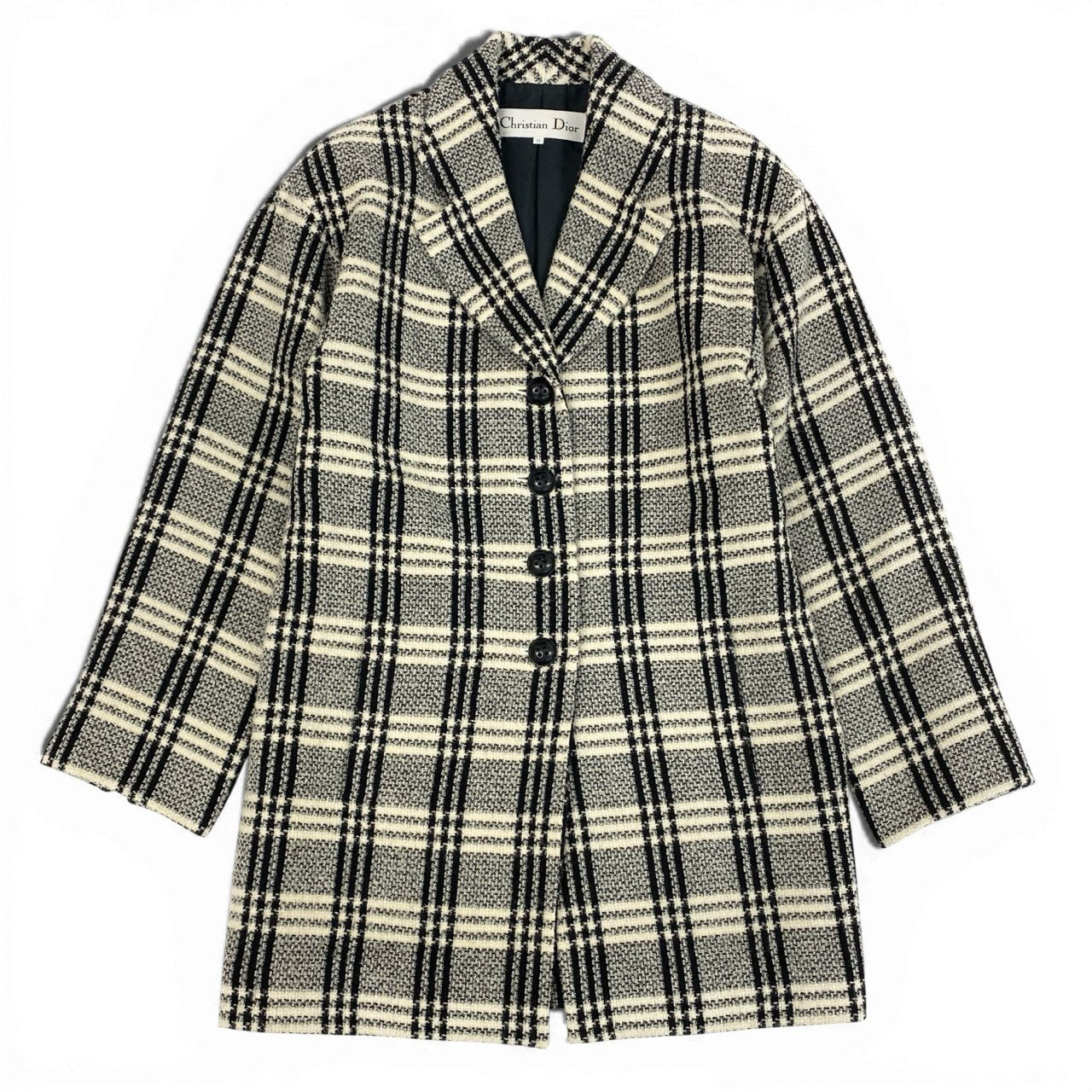 2L27 Vintage Christian Dior ヴィンテージ クリスチャンディオール Plaid Overcoat オーバーコート 格子柄 Size 11 レディース 女性用k02i