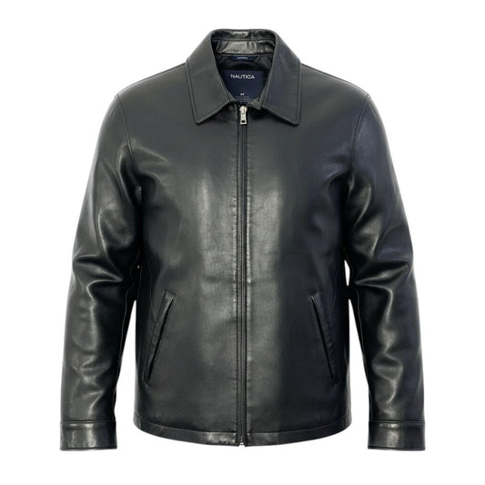 26e11 《美品》 NAUTICA ノーティカ レザージャケット サイズM / L相当 ブラック 本革 Leather Jackett18r