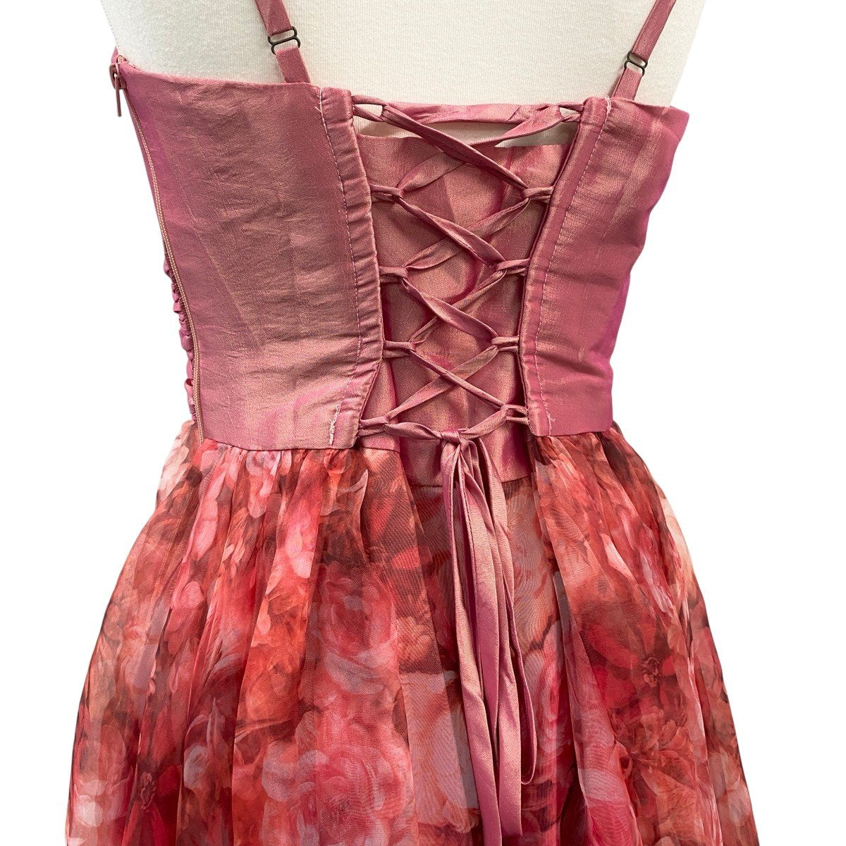 63h12 DRESS ROOM AMI ドレスルームアミ パーティードレス ロングドレス 花柄プリント  ピンク系 レディース 女性用u02t